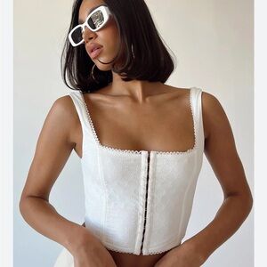 Lace Trim Corset Dainty Style Cropped Tank Princess Polly Bryleigh Top White S 4